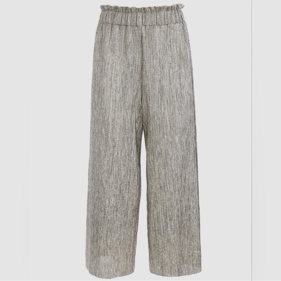 Alice + Olivia Elba metallic plisse pull on cropped wide legged pant size 4 NWT - Picture 7 of 13